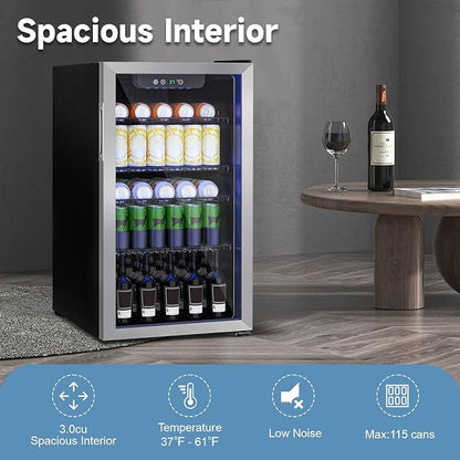 Beverage Refrigerator Cooler, 105 Can/3.0 Cubic Feet Mini Fridge - Image 5