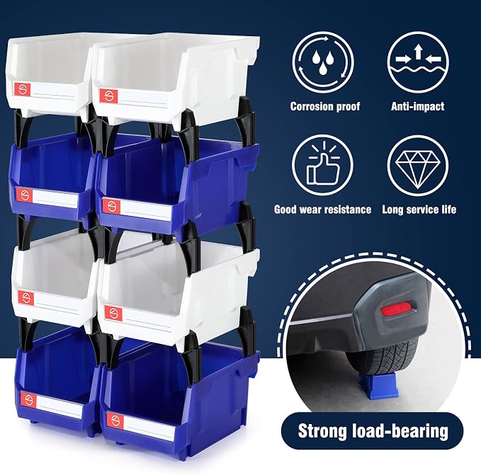 Pe&Hui Storage Organizer Bins, Wall Mount Storage Parts Rack, Stackable Shop - Image 4