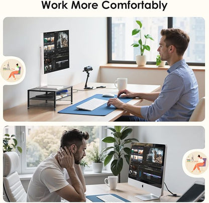 Desk Organizers and Accessories, 2-Tier Metal Computer Monitor Stand Riser - Image 4