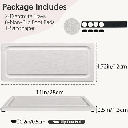 2 PCS Fast-Drying Stone Trays for Bathroom Sink & Kitchen Counter, Water - Image 4
