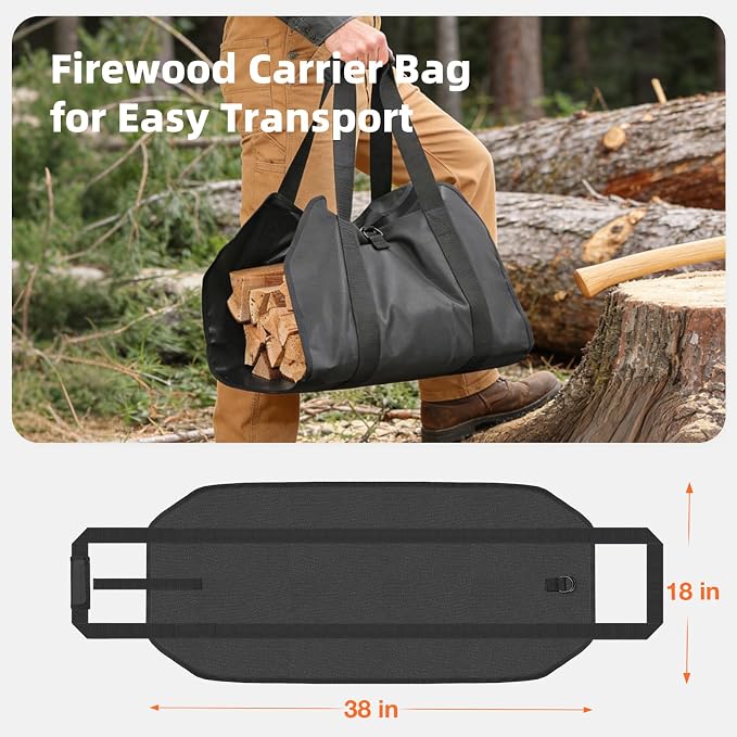 8FT Firewood Rack with Cover Outdoor, Heavy Duty Wood Storage Rack with 600D - Image 6