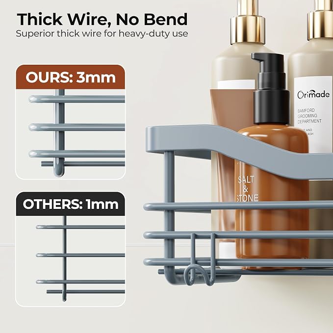 Orimade Shower Caddy Basket Shelf Storage Rack, No Drilling Wall Mounted - Image 2