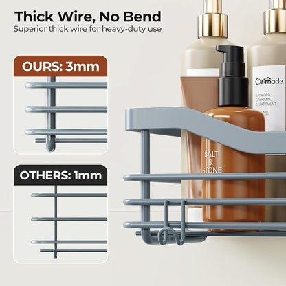 Orimade Shower Caddy Basket Shelf Storage Rack, No Drilling Wall Mounted - Image 2