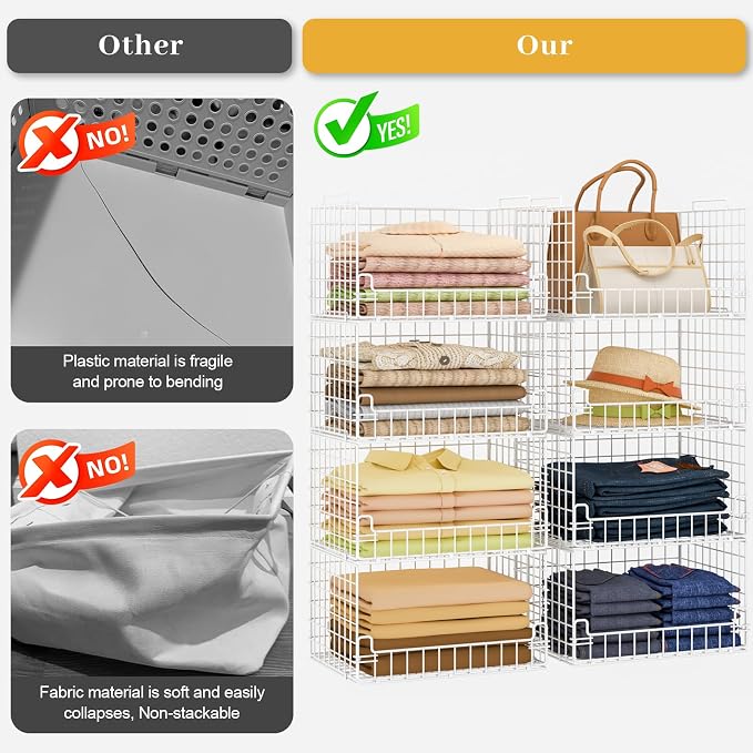 4-Tier Stackable Closet Organizers and Storage Basket - Image 3