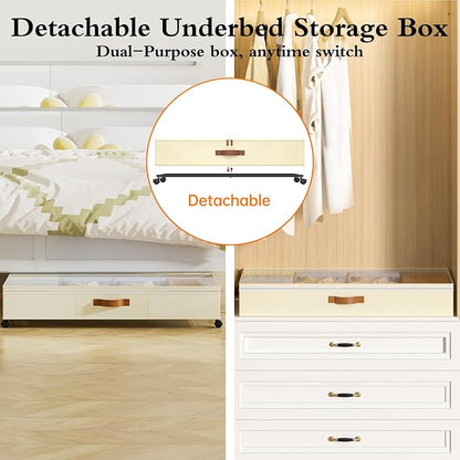 Yecaye Under Bed Storage with Wheels, 65L Under Bed Storage Containers with - Image 4