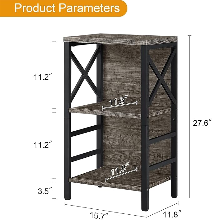 Small Bookcase, 3 Tier Industrial Bookshelf - Image 3