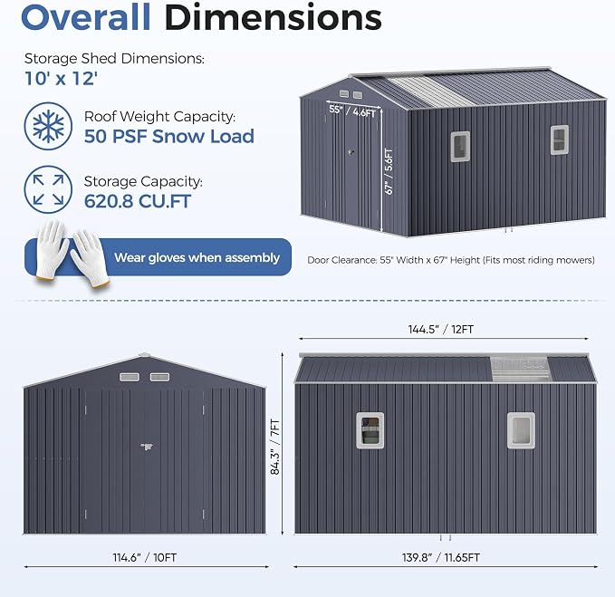 K Knowbody 10x12 FT Metal Storage Shed - Image 2