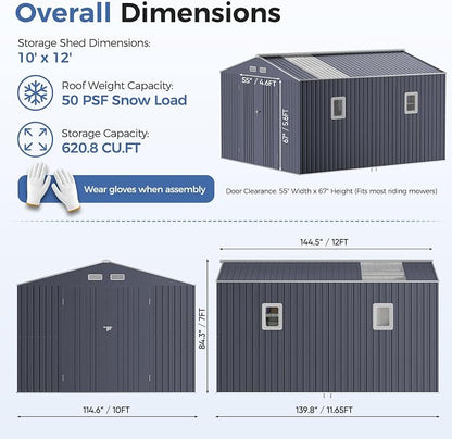 K Knowbody 10x12 FT Metal Storage Shed - Image 2