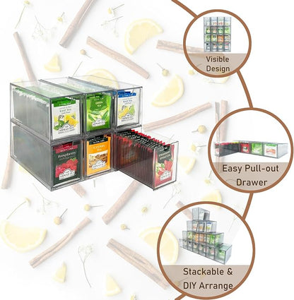 AZEZO 6-Pack Tea Bag Drawers Organizer - Image 4