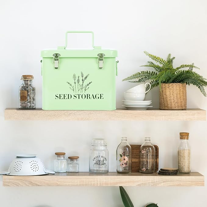 20 Slots Seed Storage Box with 3 Dividers, Metal Seed Storage Organizer Saving - Image 8