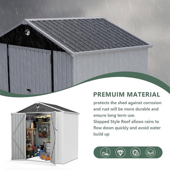 Metal Storage Shed, Outdoor Storage Building 8x6, Large Backyard Shed - Image 5