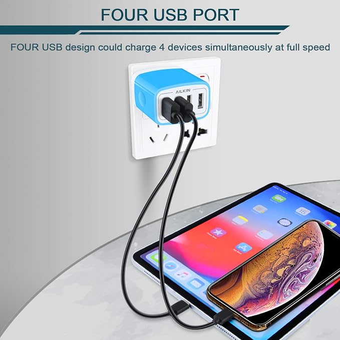 Wall Charger, USB Charger Adapter, 4.8A 4Multi Port Fast Charging Station | - Image 5
