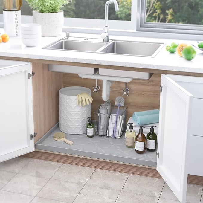SIKADEER Under Sink Mat for Kitchen and Bathroom, Waterproof Cabinet Liner - Image 2