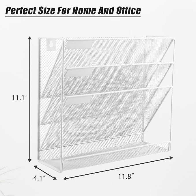 EASEPRES Desk File Organizer Mesh 4-Tier, Hanging Wall Mount Document - Image 2