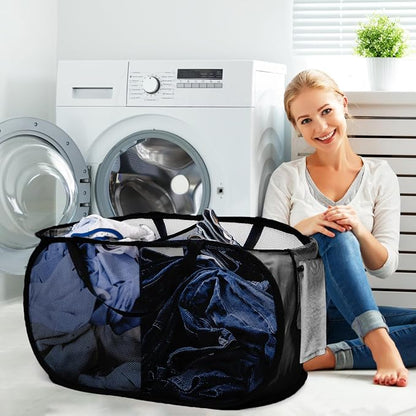 Foldable Laundry Baskets, Collapsible Mesh Laundry Hamper, Durable Pop Up - Image 2