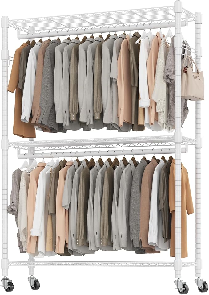 BATHWA Heavy Duty Garment Rack on Wheels, Rolling Clothes Racks - Image 7