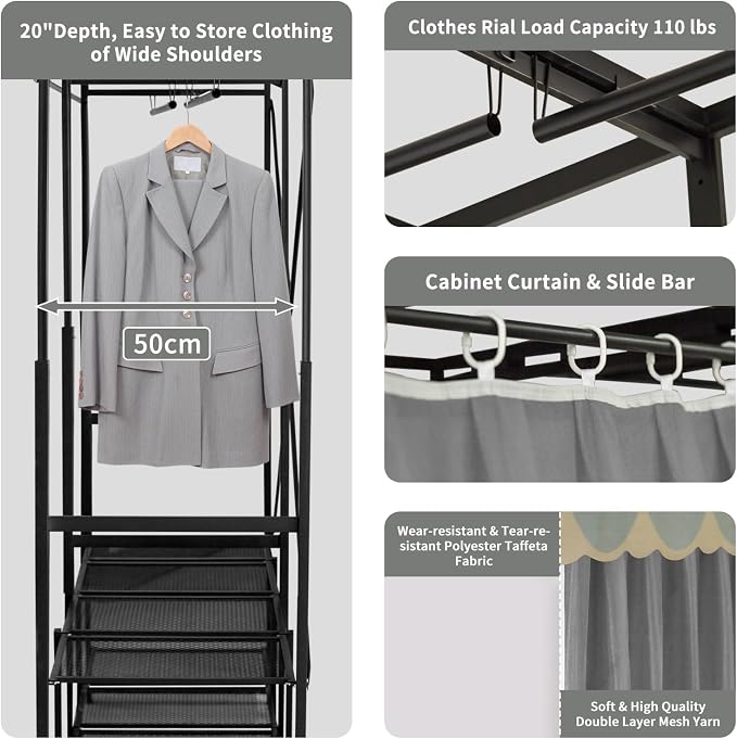 Portable Closet Rack Heavy-Duty Foldable Garment Racks - Image 4