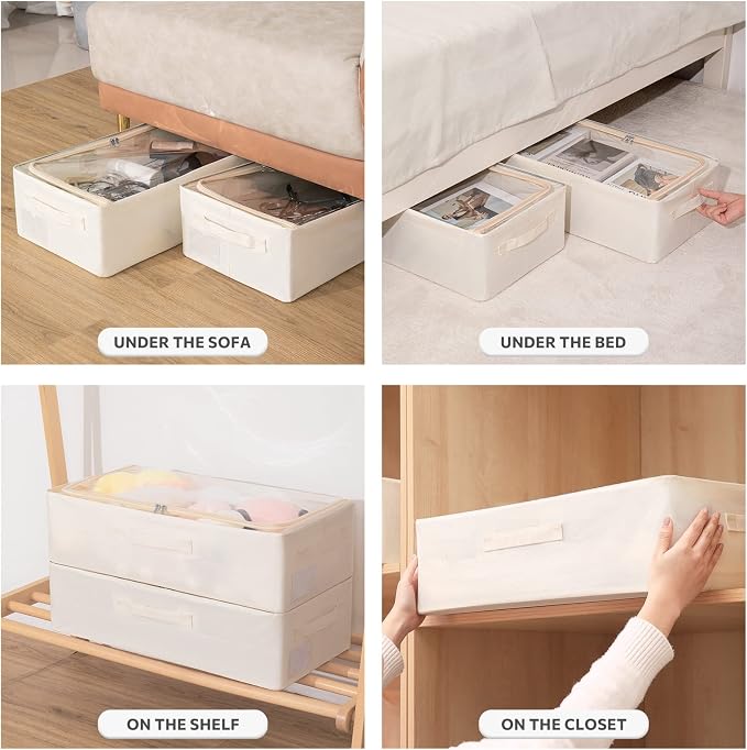 Under Bed Storage Bins Frame Storage Box Oxford Fabric Sturdy Underbed - Image 3
