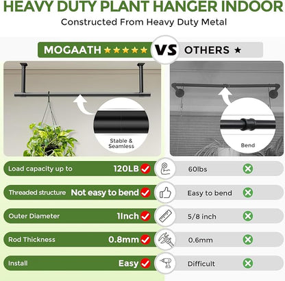 Window Plant Hanger for Indoor Plants, 48 Inch Hanging Plant Rod, 1 Inch - Image 3