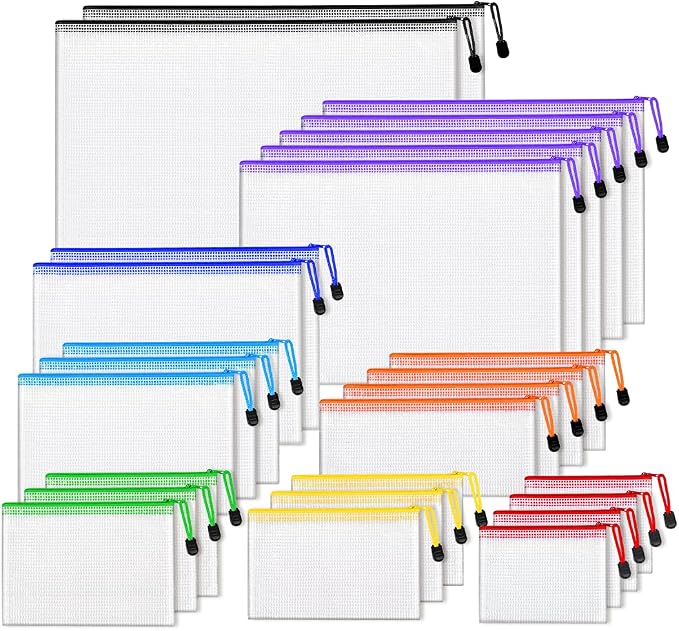 26pcs Mesh Zipper Pouch Bags, 8 Sizes Plastic Zippered Storage Bags by Unknown
