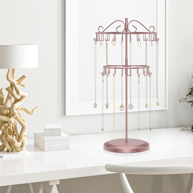 iDavosic.ly 2 Tier Rotating Necklace Holder Organizer - Image 7