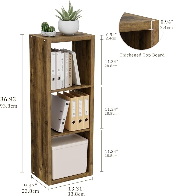 Cube Storage Organizer Bookcase, 3 Tier Decorative 11 inch Open Back Cubical - Image 3