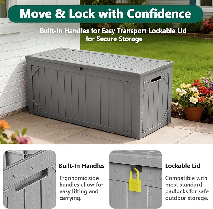 Outdoor Storage Box, 100 Gallon Deck Box Outdoor Storage Bench Outside - Image 5