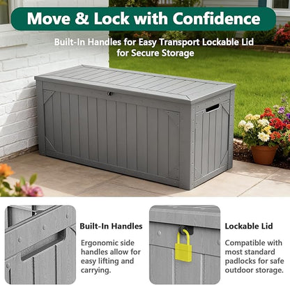 Outdoor Storage Box, 100 Gallon Deck Box Outdoor Storage Bench Outside - Image 5