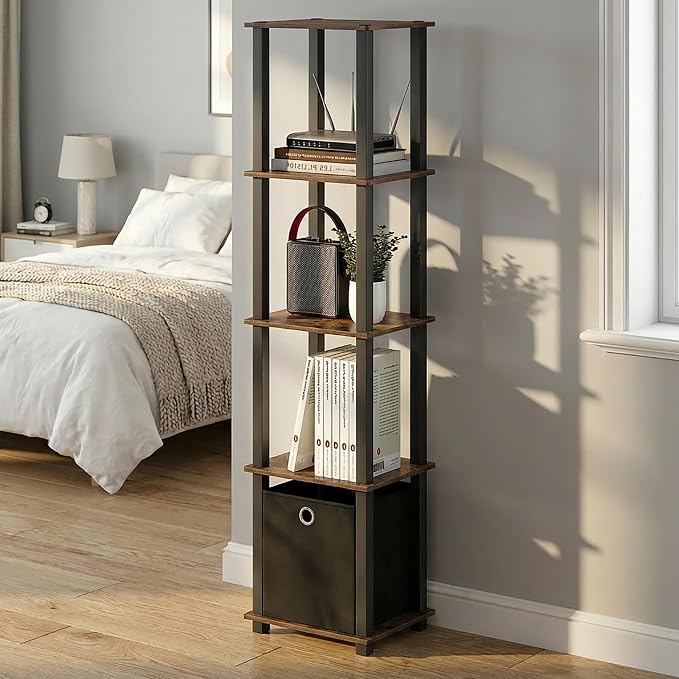 Furinno Turn-N-Tube Book Shelf, 5-Tier Square Open Frame Display Shelf - Image 4