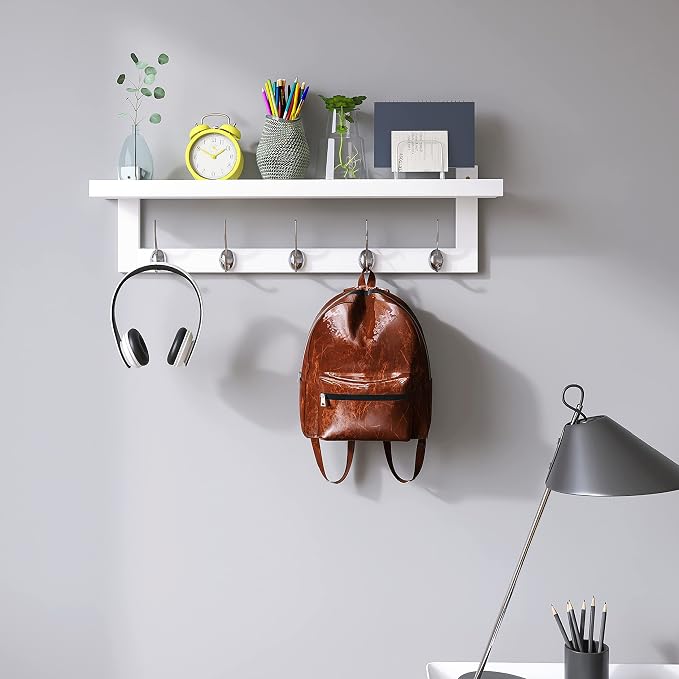 SMIBUY Coat Hooks with Shelf Wall-Mounted, 29.2 Inch Entryway Coat Rack - Image 2