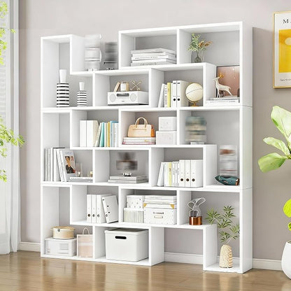 Expandable Bookcase with Adjustable Width, Wooden Room Divider Bookshelf by Unknown
