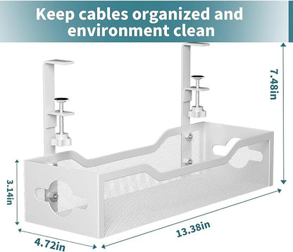 Under Desk Cable Management Tray 3 Pack, Cable Management Under Desk No Drill - Image 7