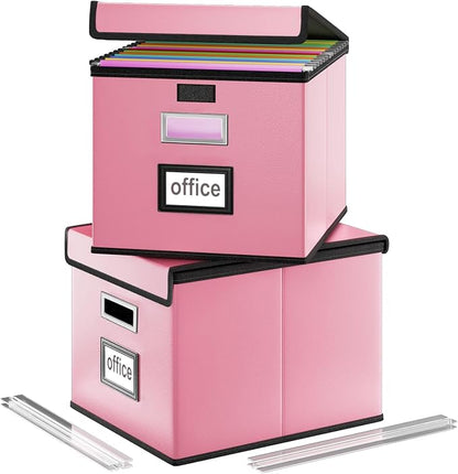 File Organizer Box with Lids, Collapsible File Folder Organizer | File Box with by Huolewa