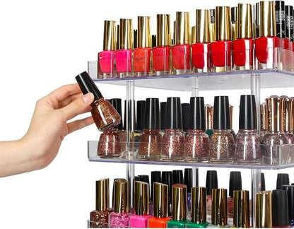 JACKCUBE DESIGN 5 Tier Clear Nail Polish 360 Rotating Display Rack Organizer - Image 3