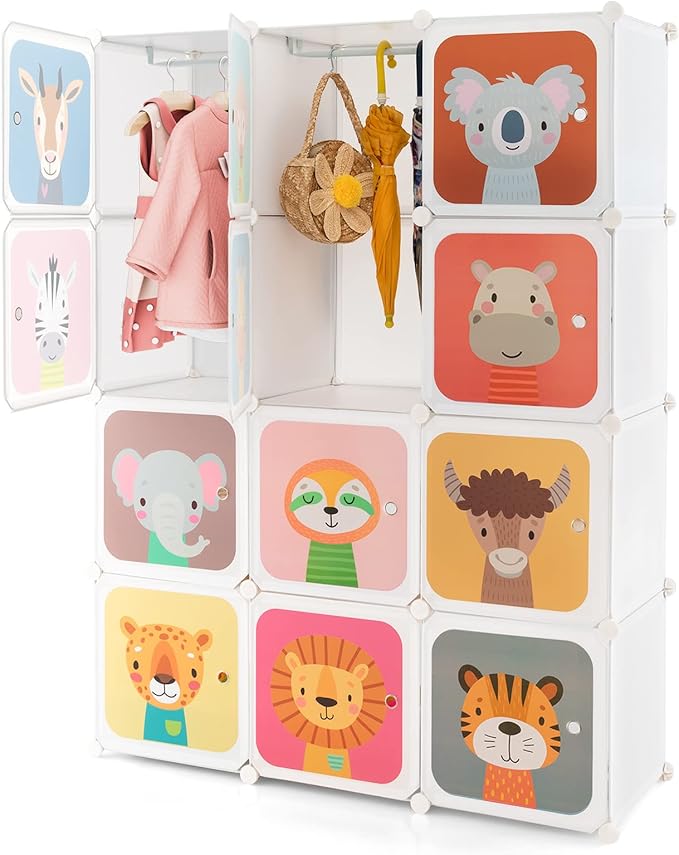 HONEY JOY Kids Wardrobe Closet, Baby Cartoon Clothes Storage Organizer by HONEYJOY