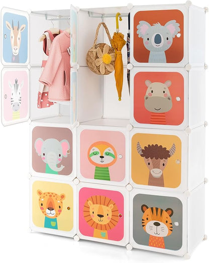 HONEY JOY Kids Wardrobe Closet, Baby Cartoon Clothes Storage Organizer by HONEYJOY