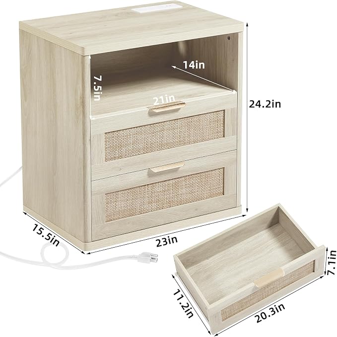 LEYAOYAO Rattan Nightstands Set of 2 - Image 3