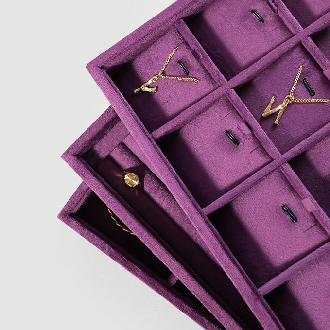 Velvet Necklace Display Tray, Stackable 24 Grid Insert Pendant Necklaces - Image 8