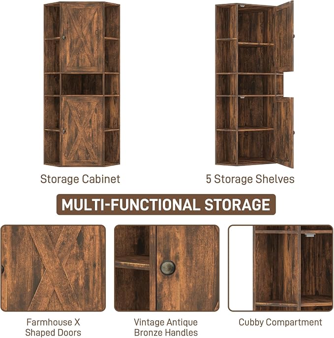 Farmhouse Corner Cabinet, Tall Corner Storage Cabinet - Image 5