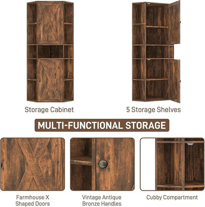 Farmhouse Corner Cabinet, Tall Corner Storage Cabinet - Image 5