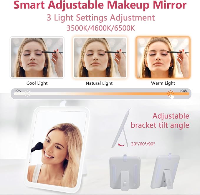 Travel Makeup Bag with Mirror of LED Lighted, Rechargeable Cosmetic Train Case - Image 2