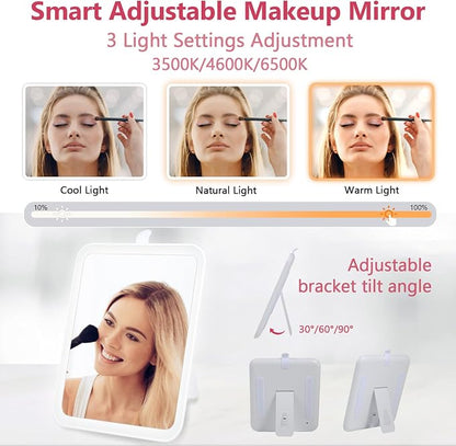 Travel Makeup Bag with Mirror of LED Lighted, Rechargeable Cosmetic Train Case - Image 2
