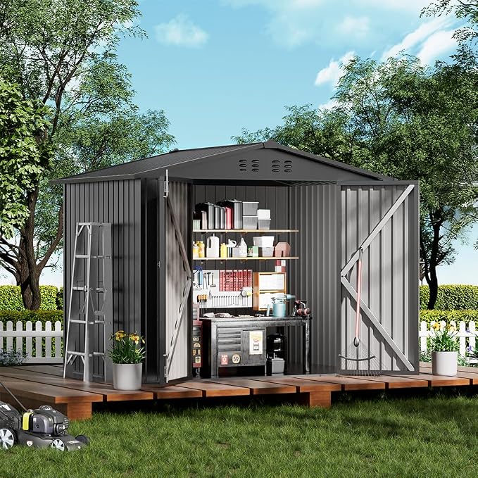COMHOMA Shed Outdoor Storage Shed Metal, Lockable Doors Tool Sheds by ComHoma