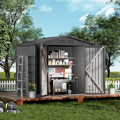 COMHOMA Shed Outdoor Storage Shed Metal, Lockable Doors Tool Sheds by ComHoma