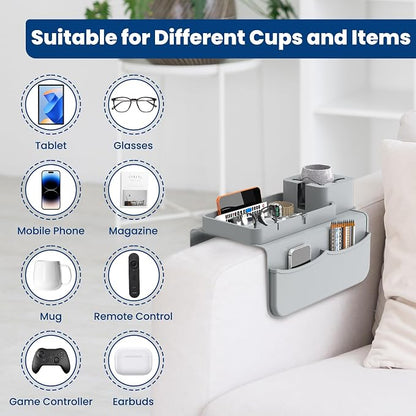 ENNVA Couch Arm Cup Holder Tray, Silicone Anti-Slip Sofa Armrest Table - Image 4