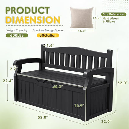 Greesum 80 Gallon Storage Bench Outdoor Deck Box - Image 3