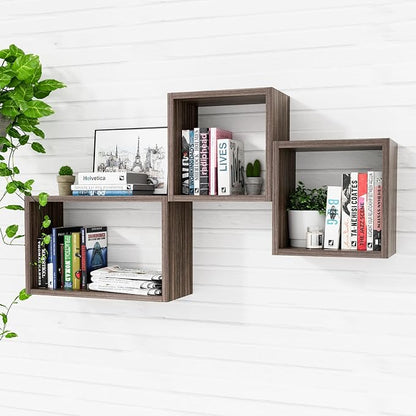 Kaboon Wall Mount Shelf Set of 3, Floating Cube Shelves by Kaboon