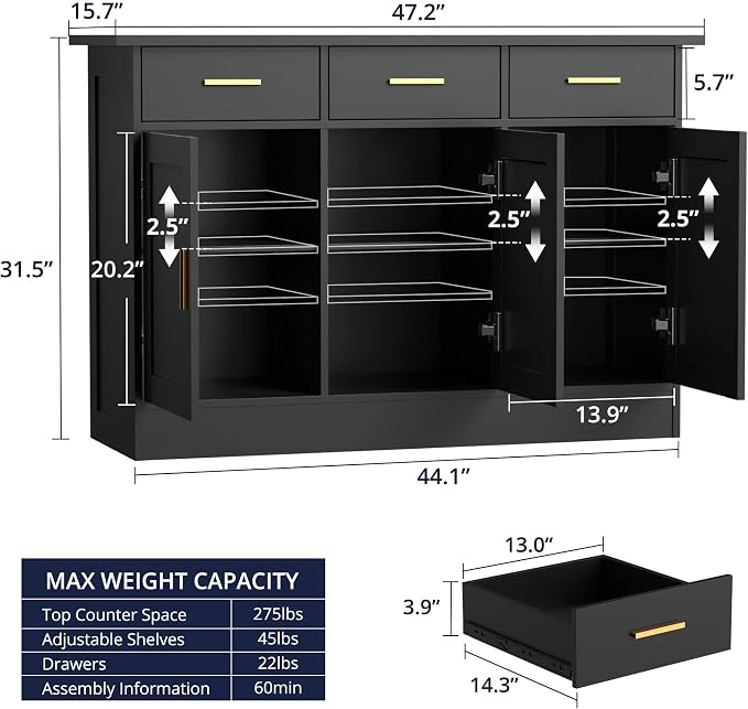 Buffet Cabinet with Storage - Image 3