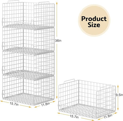 4-Tier Stackable Closet Organizers and Storage Basket - Image 5