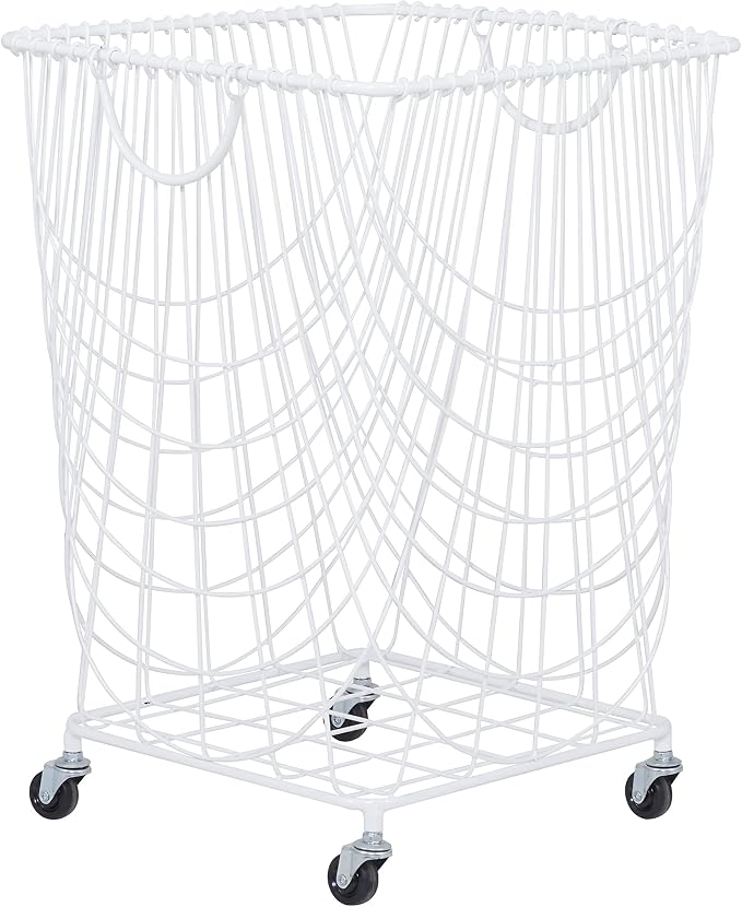Deco 79 Metal Storage Cart Deep Set Mesh Rolling Laundry Basket - Image 8